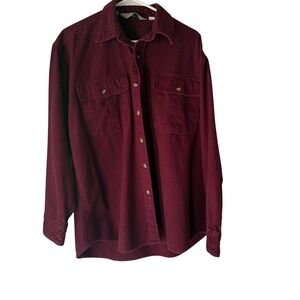 Pine Canyon Vintage 90s Mens Burgundy Heavy Flannel Long Sl‎ Button Up Shirt M